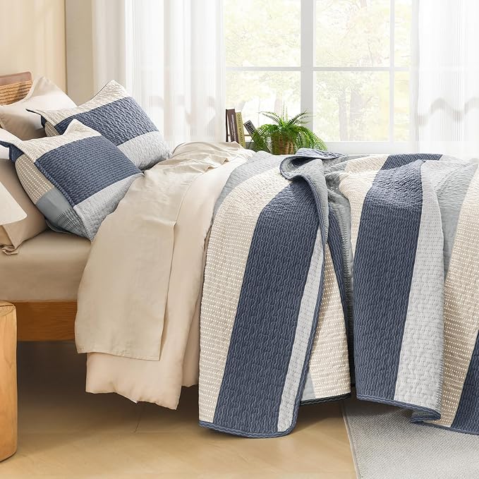 Litanika California King Quilt Set Blue and Yellow - Image 2