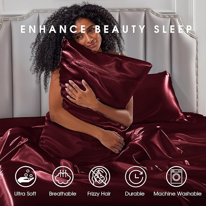 FreshCulture Satin Sheets Twin Size Bed Set - Image 7