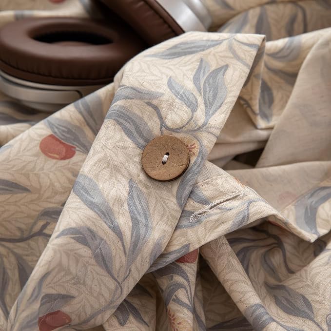 mixinni Cotton Linen Floral Duvet Cover Set, Vintage Botanical Print Comforter - Image 9