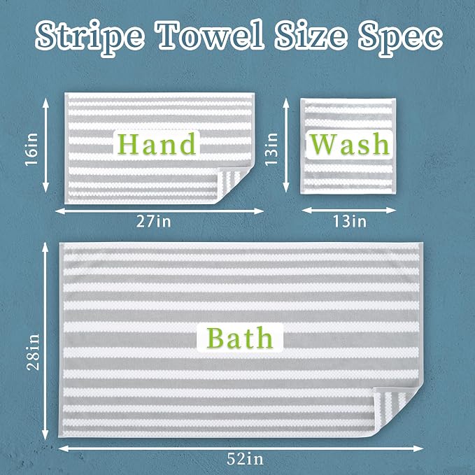 Gray and White Towels, 4 Hand 16"x27", 2 Bath 28"x52" - Image 4