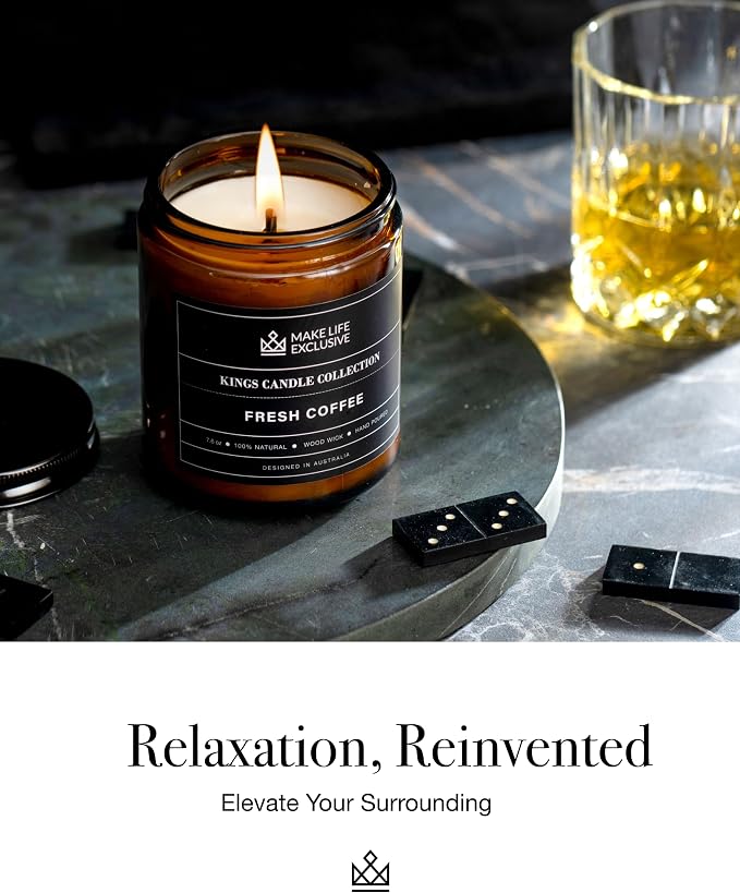 Scented Candles for Men | Fresh Coffee, Smells of Espresso | Wooden Wick - Image 7