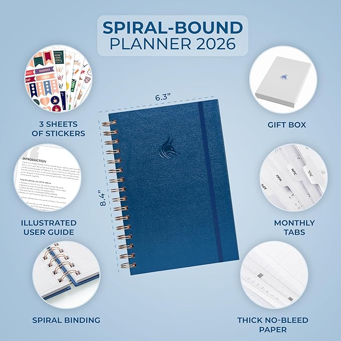 Clever Fox Dated Planner with Tabs 2026 – Weekly & Monthly Spiral Planner with - Image 2