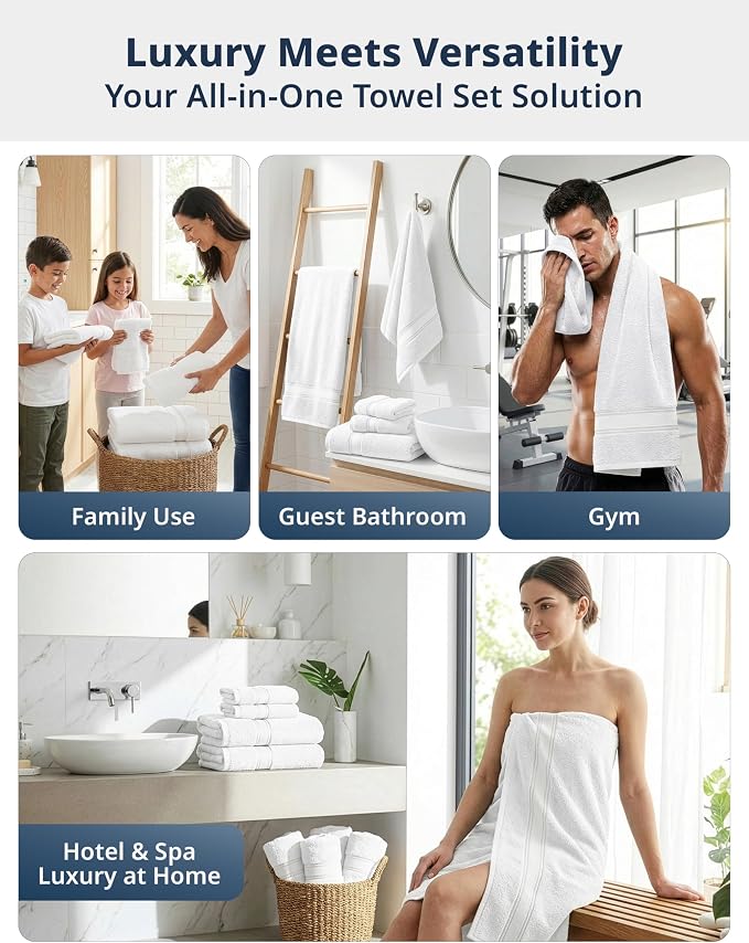 LANE LINEN 100% Mercerized Cotton Bath Towels Set of 12 – Zero Twist, 4 Bath - Image 7