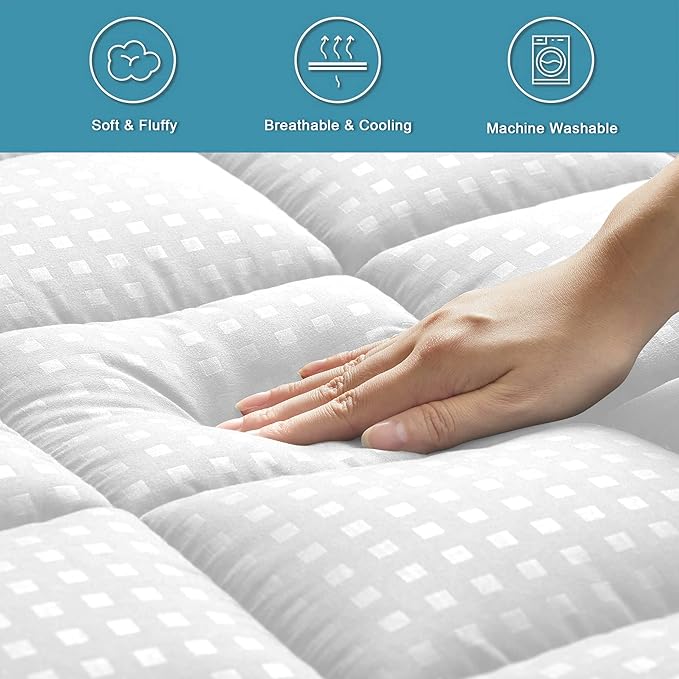 HYLEORY California King Mattress Pad Quilted Fitted Mattress Protector Cooling - Image 4