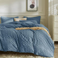 JELLYMONI Sierra Blue Duvet Cover Twin Size, Soft Breathable Seersucker Duvet by JELLYMONI