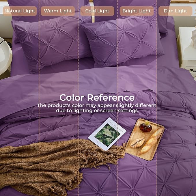 Sasttie Full Size Comforter Set, 7-Piece Bed in a Bag Double, Pintuck Bedding - Image 8