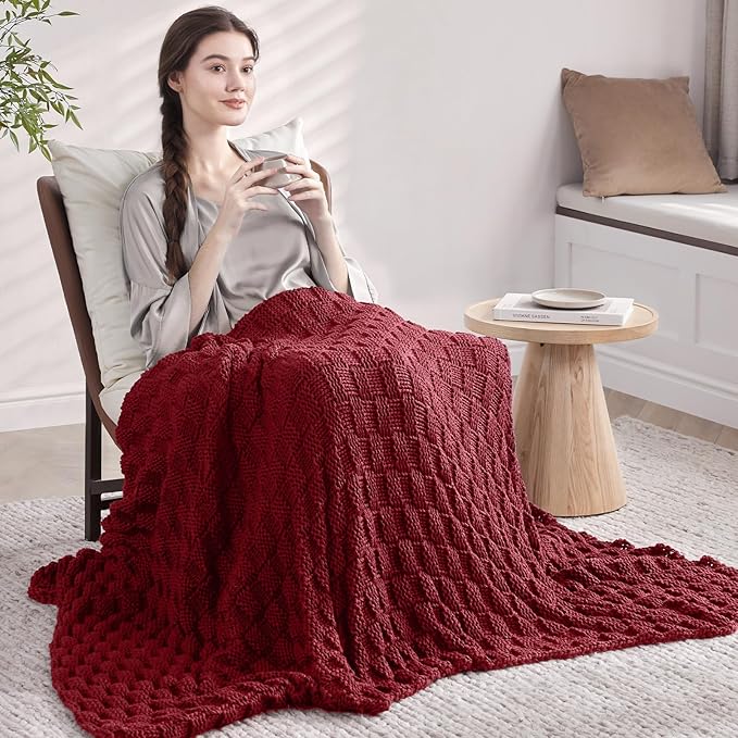 Knitted Weighted Blanket for Adults, Breathable Chunky Knit, Cooling Blanket - Image 7