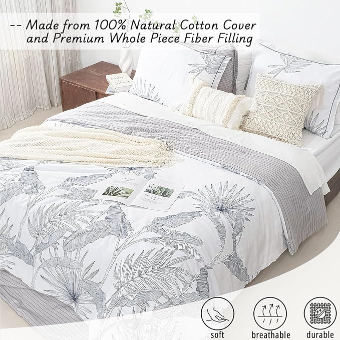LEMIROE Botanical Cotton Comforter King Size - Image 2