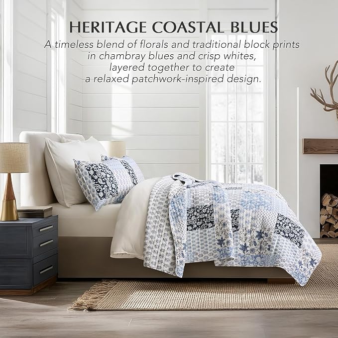 EverGrace Cotton Quilt Set King Size, 100% Cotton Reversible Lightweight - Image 2