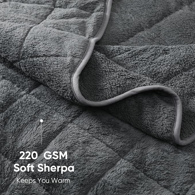 Sherpa Weighted Blanket for Adults, 20 lbs Fluffy Bed Blanket for Deep Sleep - Image 2