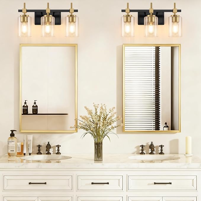 Asnxcju 3-Light Black and Gold Bathroom Light Fixtures, Vanity Lights - Image 8