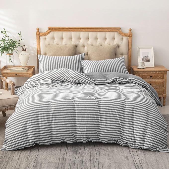 PURE ERA Jersey Knit Duvet Cover Set 100% T-Shirt Heather Cotton Super Soft - Image 6