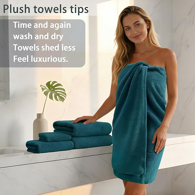 VOOVA & MOVAS Towels Set for Bathroom, 100% Cotton | Quick Dry | Soft | Thick - Image 4