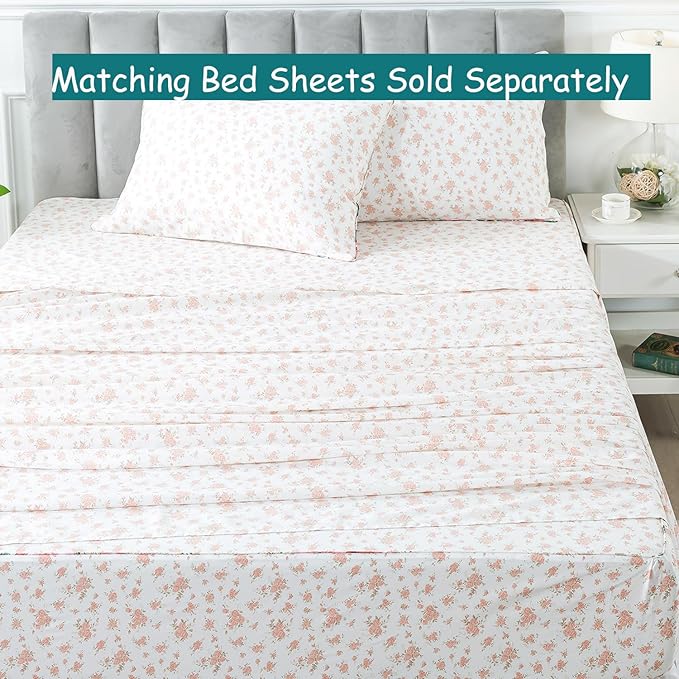 FADFAY Floral Duvet Cover Set Twin XL 100% Cotton College Bedding Pink Flower - Image 6