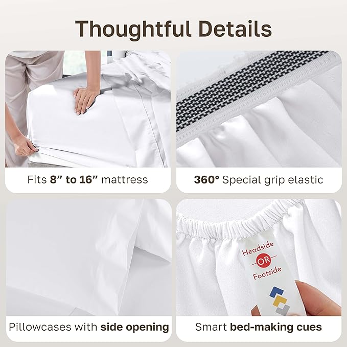 California Design Den White Queen Sheet Set Deep Pocket - Image 5