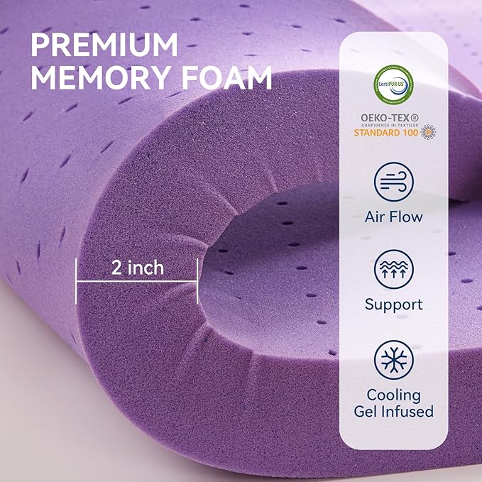 BDEUS Dual Layer 5 Inch Memory Foam Mattress Topper Twin XL Size - Image 5