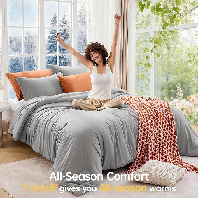 MUXHOMO Queen Comforter Set, All Season Ultra Soft Down Alternative Bedding - Image 4
