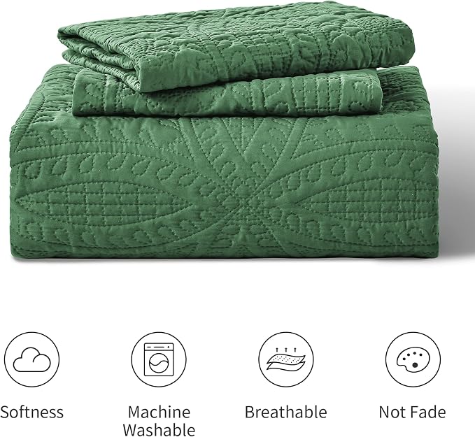 Love's cabin Oversized King Size Quilt Bedding Set Olive Green Bedspreads - Image 8