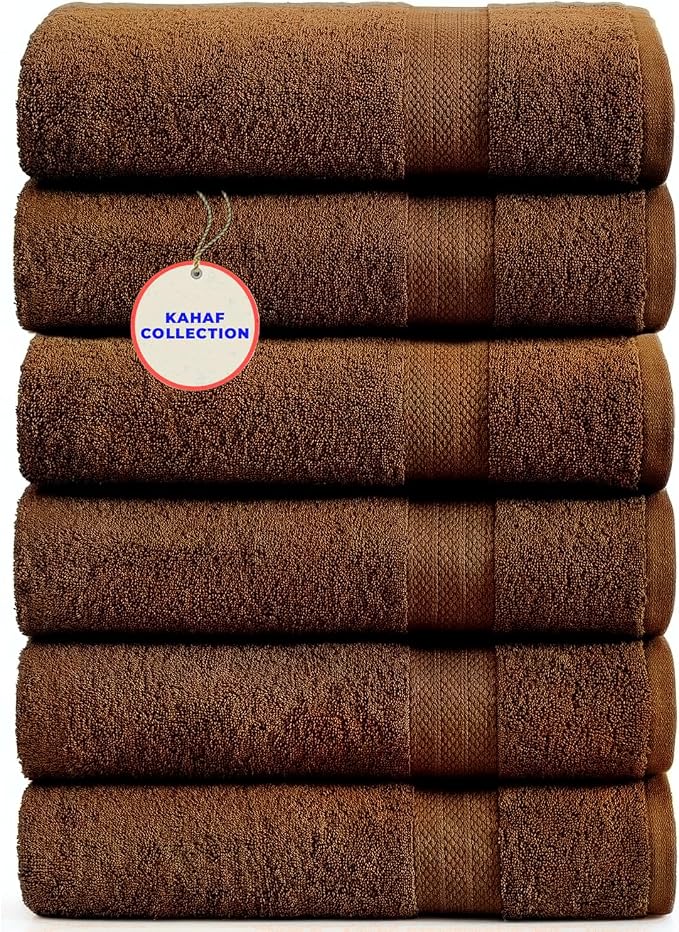 KAHAF COLLECTION 100% Cotton Bath Towels, 24x48 Pack of 6 Towels, Quick Dry by KAHAF+COLLECTION