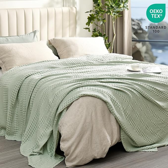 PHF Cooling Waffle Blanket Twin Size, Lightweight 60% Rayon from Bamboo & 40% - Image 3