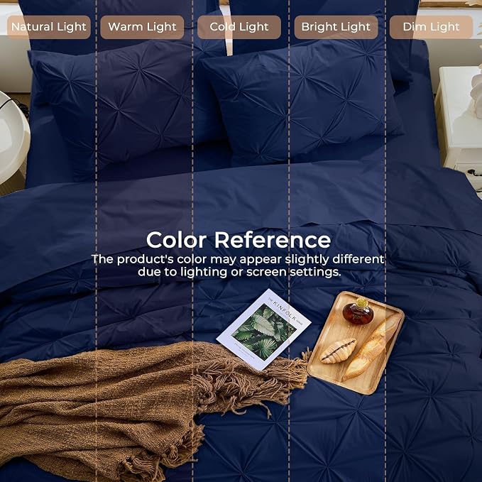 Sasttie King Size Comforter Set, 7-Piece Bed in a Bag, Pintuck Bedding Sets - Image 8