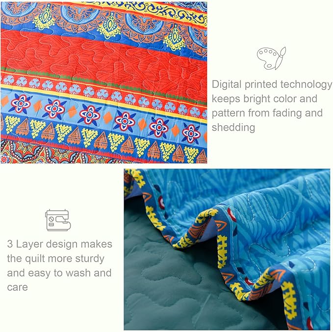Exclusivo Mezcla Reversible Boho Quilts Twin Size - Image 5