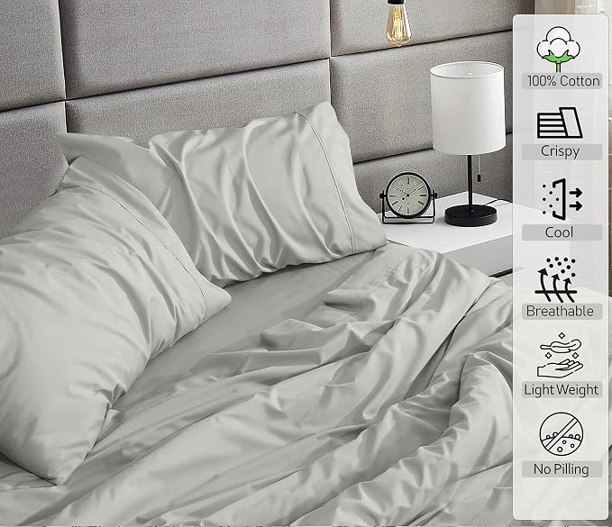 RUVANTI 100% Cotton Sheets – King Size Percale Bedding, Cooling & Breathable - Image 3