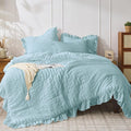 JOLLYVOGUE Light Blue King Size Comforter Set, 3 Pieces Seersucker Comforter by JOLLYVOGUE