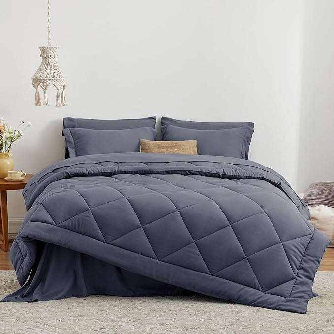 Love's cabin Twin XL Comforter Set Navy Blue, 5 Pieces Twin XL Bed in a Bag - Image 2
