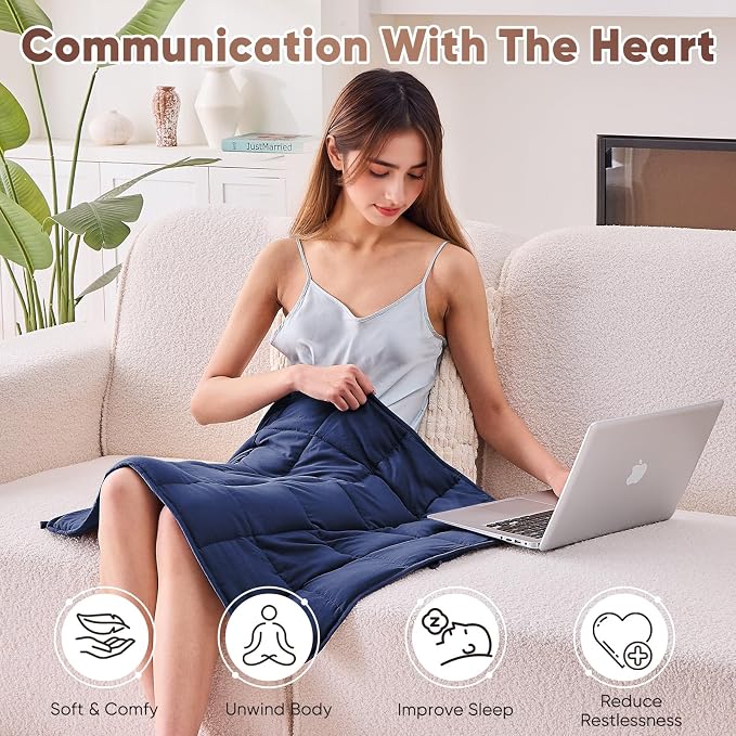 Weighted Lap Blanket for Adults 5lbs, Portable Travel Weighted Blankets - Image 4