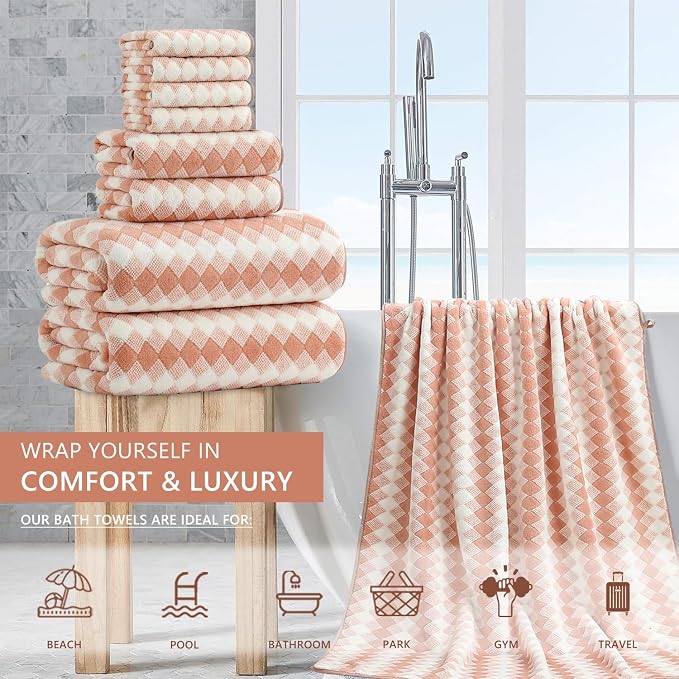 8 Piece Bathroom Towel Set |2 Oversized Bath Towels, 2 Hand Towels, 4 - Image 2