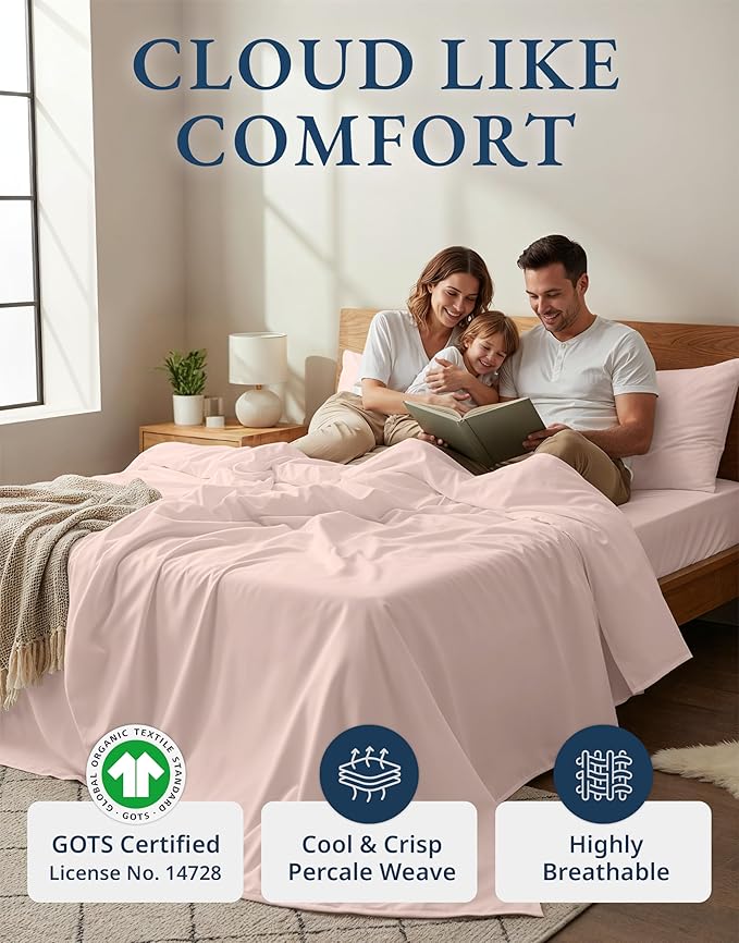 LANE LINEN 100% Organic Cotton Sheets Full Size Bed, Machine Washable Fully - Image 2