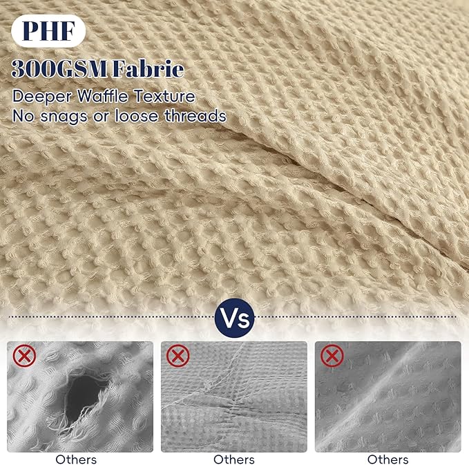PHF Waffle Weave Duvet Cover Set Queen Size, No Snagging Ultra Soft Luxury - Image 3