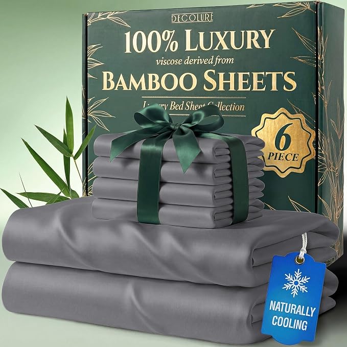 DECOLURE 100% Viscose Derived from Bamboo Sheets Queen Size by DECOLURE