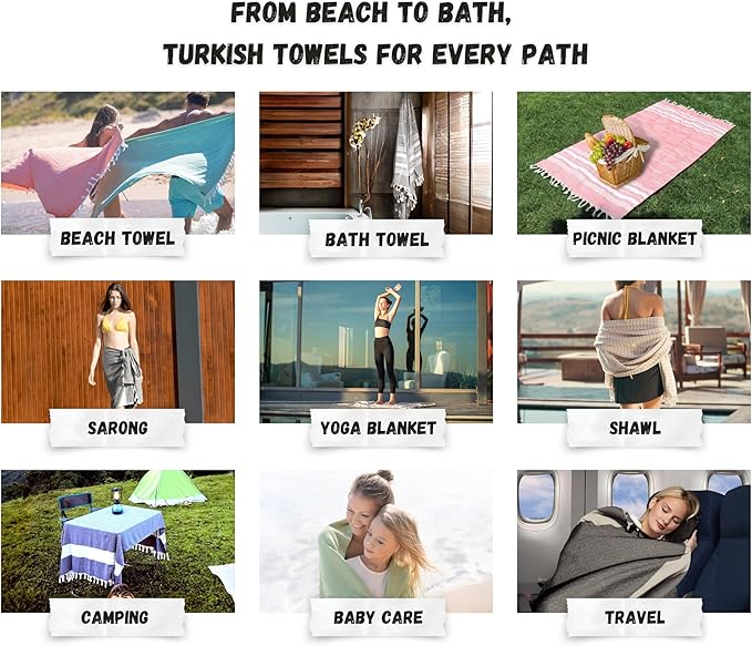 Bazaar Anatolia Turkish Bath Towel – 100% Cotton, Quick Dry, Sand Free Towel - Image 6