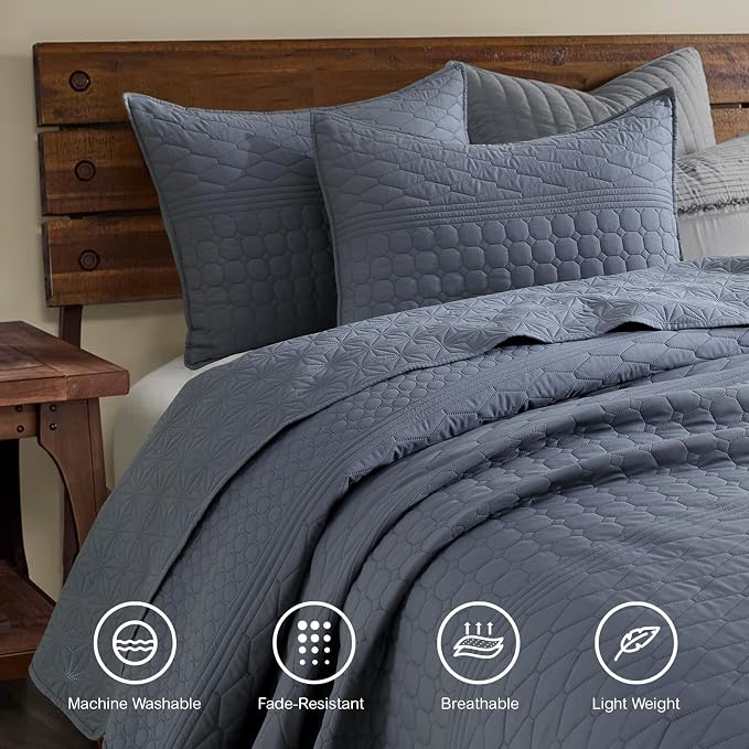 HORIMOTE HOME Steel Blue King Size Quilt Set - Image 2