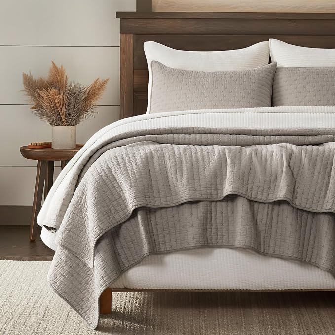 EVERGRACE Cross Stitch Pre-Washed Cotton Quilt Bedding Set Queen Size, - Image 8