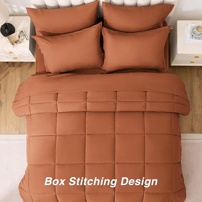 Love's cabin Twin XL Comforter Set Burnt Orange, 5 Pieces Twin XL Bed in a Bag - Image 4