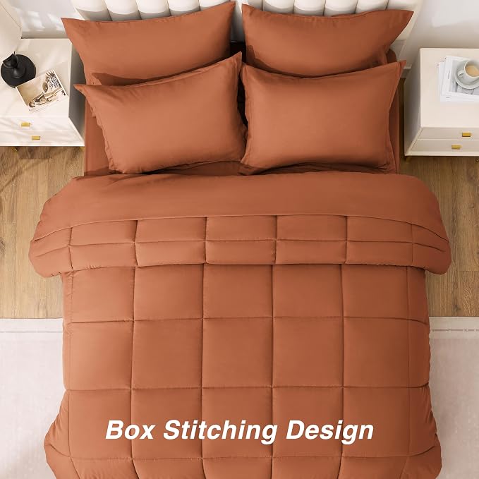 Love's cabin California King Comforter Set Burnt Orange, 7 Pieces California - Image 4