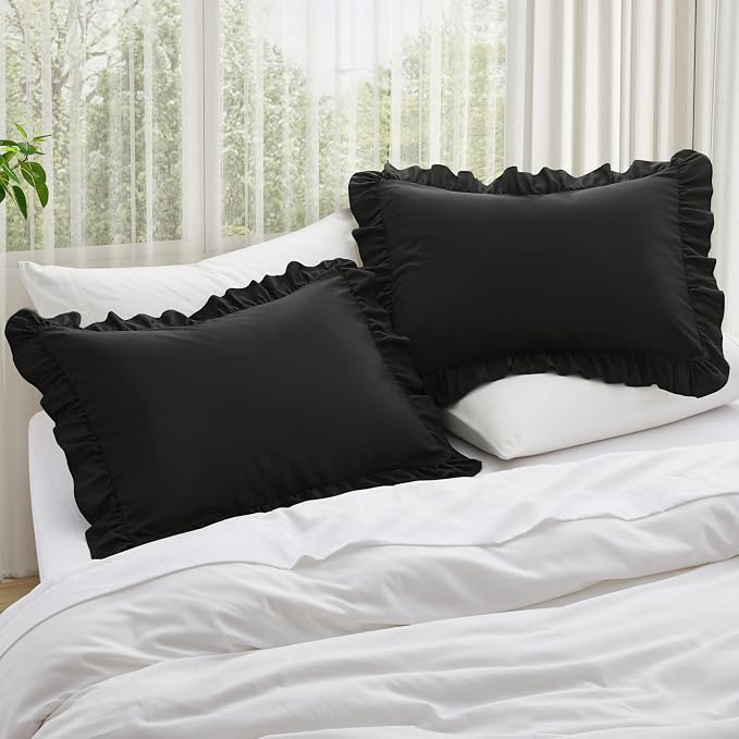 KKJIAF Ruffle Pillow Cases Queen Size Set of 2, Ruffled Pillow Covers - Image 2