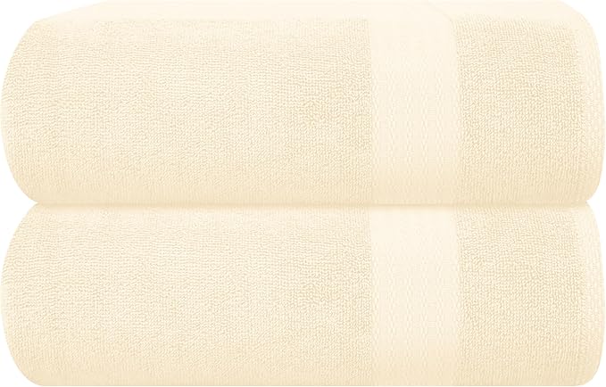 GLAMBURG Premium Cotton Oversized 2 Pack Bath Sheet 35x70-100% Pure Cotton by GLAMBURG