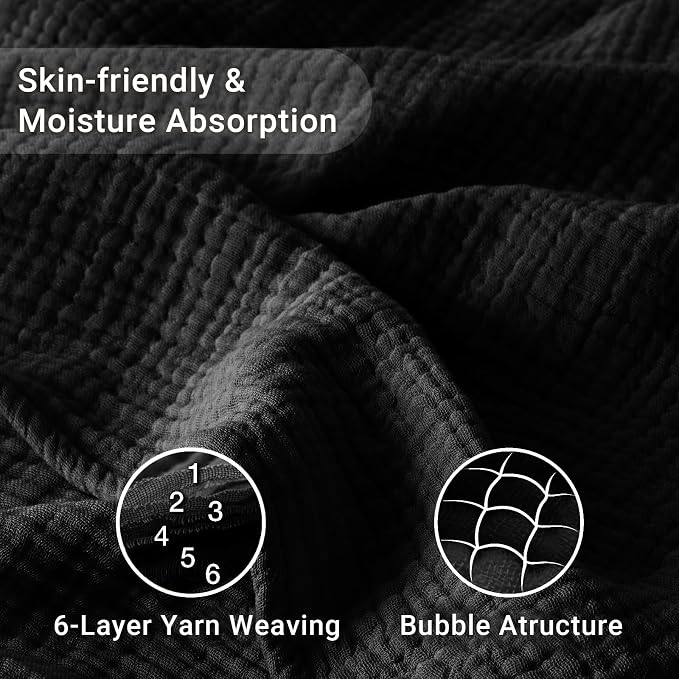 100% Cotton Muslin Blanket King 108" x 90", 6 Layers Breathable and Lightweight - Image 4