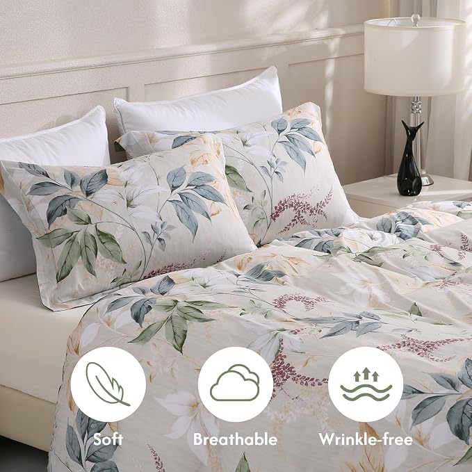 LONAVA Queen Botaincal 3 Pcs Duvet Cover Set, Breathable Soft Microfiber Forest - Image 3