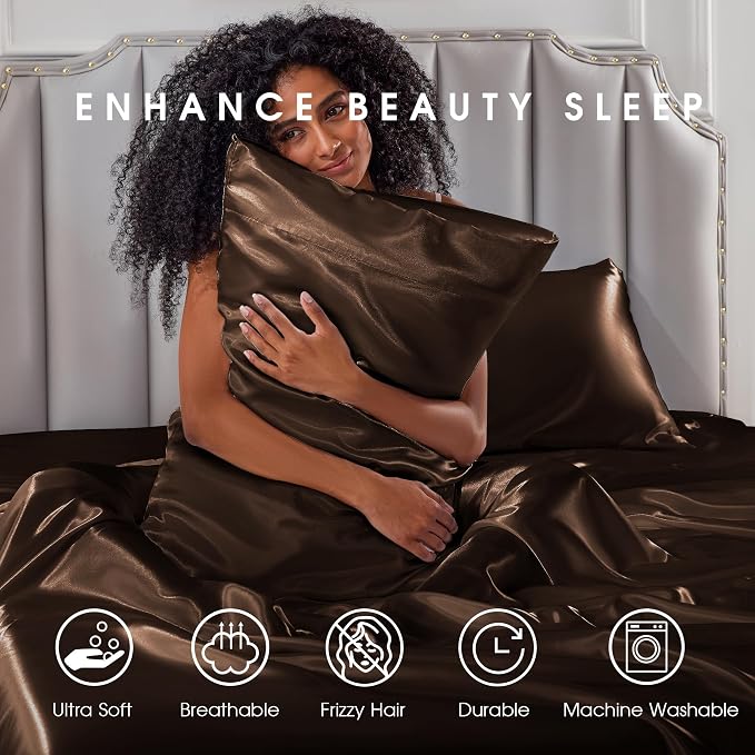 FreshCulture Satin Sheets Twin Size Bed Set - Image 7