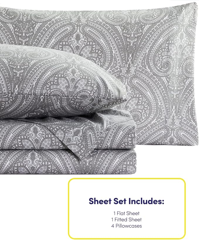 Queen Sheets Paisley Grey - Image 5