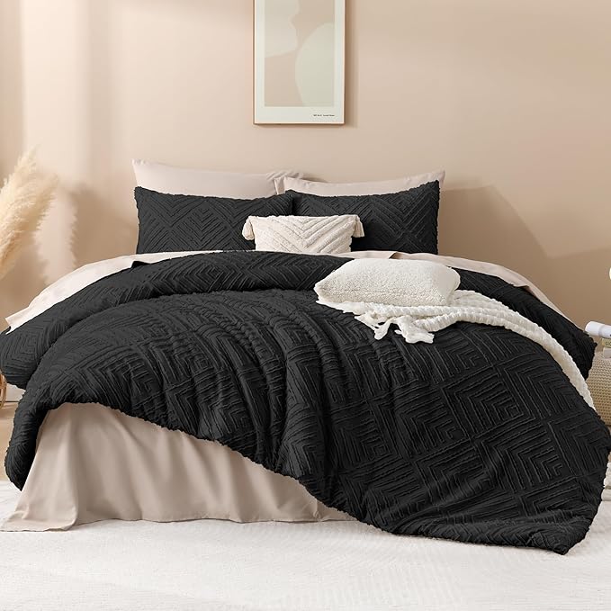 Andency Oversized King Comforter 120''x120'', 3 Pieces Black Super King Boho - Image 2