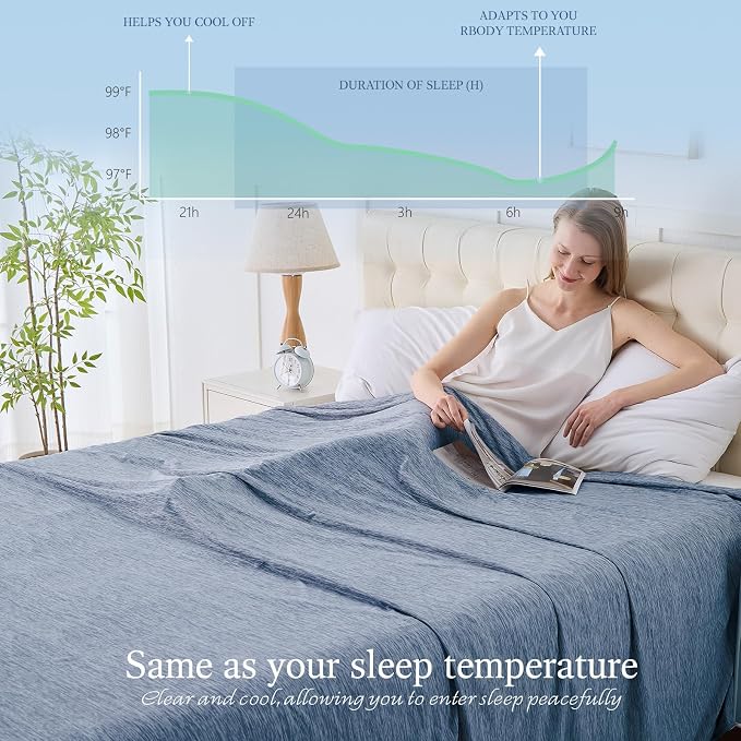 Cooling Blanket Twin Size, Cold Blanket Thin Lightweight Breathable Soft - Image 3