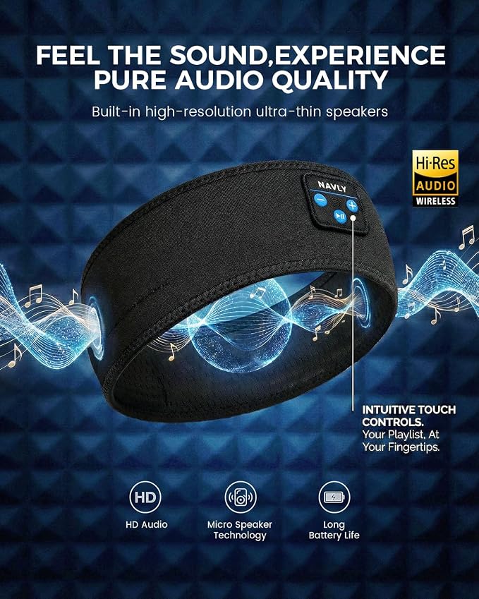 Navly Sleep Headphones for Side Sleepers, Washable Bluetooth Headband - Image 6