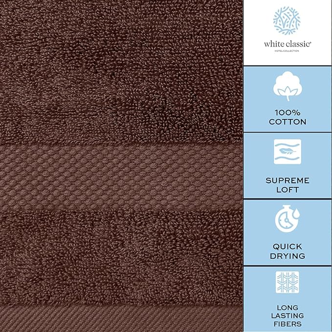 White Classic Luxury Bath Towels Set of 4 Large - Image 7
