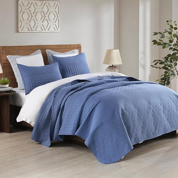 HORIMOTE HOME Denim Blue Queen Size Quilt Set - Image 4